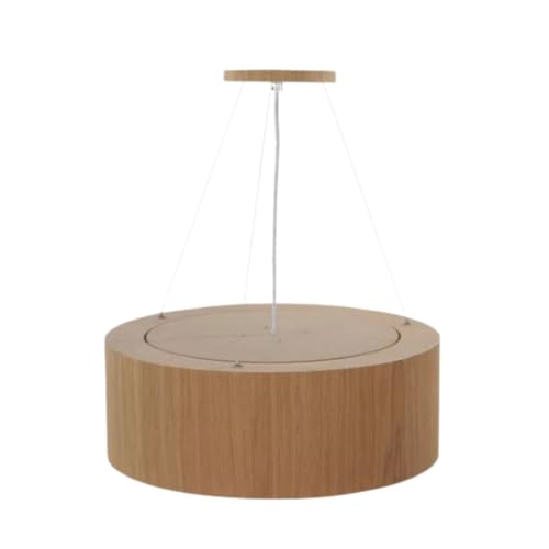 DSMIX RJ Lustre Pendente Redondo 40cm Madeira Freijó com 4 Bocais E27 Bivolt – Luminária Moderna para Sala, Cozinha e Área Gourmet