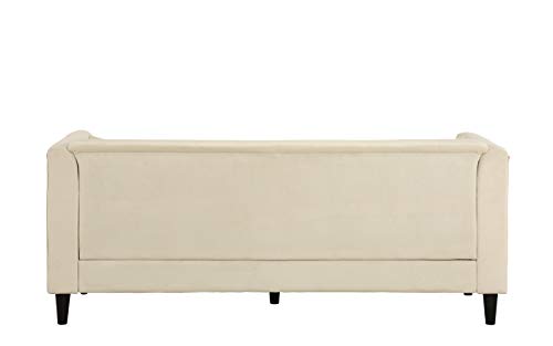 Mid-Century Tufted Velvet Sofa, Living Room Couch with Tufted Buttons (Beige)