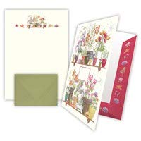 Quire Luxury Flower Pots Design Writing Paper with Envelopes and Keepsake Folder