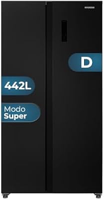 Frigorífico Americano Dark Inox, 2 Puertas. HAM17791NDDD00, Capacidad 442 Litros, No Frost, Motor Inverter, 39 dB, Puerta Única Dirección, Apertura Tipo Uñero, Clase D
