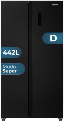 Frigorífico American Dark Inox, 2 portas. HAM17791NDDD00, capacidade 442 litros, sem geada, motor inversor, 39 dB, direção de porta única, abertura por puxar o dedo, Classe D