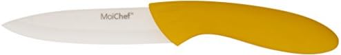 MoiChef 4" Premium Fruit Knife (Yellow) with Super Sharp Razor Edge Zirconium Ceramic Blade + White Sheath Prevents Chipping
