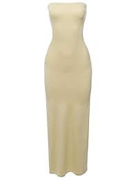 Awesome21 Vestido largo de tubo sólido para mujer