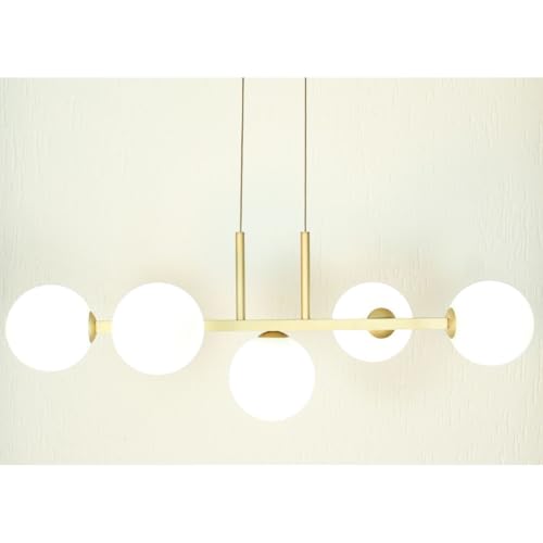 Lustre Pendente Jabuticaba 5 Globos Quadrado Soquete G9 12cm (Dourado Leitoso)
