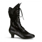 ***Blk Pu-Lace Victorian Ankle Boot, 2"