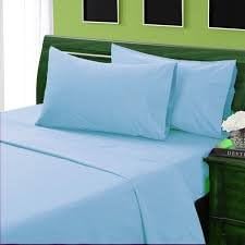 Cotton -Sateen Fitted Sheet With 18 Inch Deep Pocket , Egyptian Cotton Available In Queen / King / Full / Cal King / Twin / Twin XL Sizes , Sky Blue Solid Color (Full)