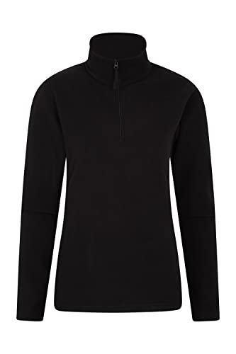 Mountain Warehouse Camber Half Zip Women's Fleece - Lightweight, Warm & Cosy Half Zip Sweatshirt Top - Best for Camping, Outdoors, Travelling & Hiking Black L