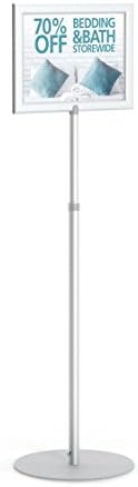 Classic Pedestal Sign Holder Floor Stand: 8.5" X 11" Landscape, Satin Silver