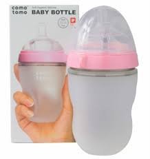 Comotomo 5 oz and 8 oz Baby Bottles, 4 Pack (Pink)