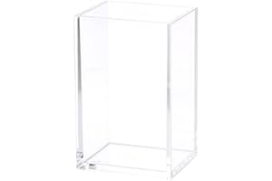 HSYMQ Clear Acrylic Pencil Pen Holder Cup, Clear Makeup Brush Holder, Acrylic Desk Accessories, Stationery Organizer for Office Desk Accessory