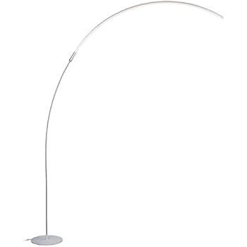 Brightech Sparq Arc LED Floor Lamp - Modern Over The Sofa Living Room Light - Warm White Arch Lighting for Bedrooms or Offices - Dimmable Minimalist Pole Downlight – Silver