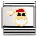 Nomination Composable Classic Christmas Face Stainless Steel, Enamel and 18K Gold