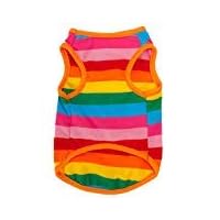 BUYITNOW Rainbow Stripe Pet Vest Breathable Summer Cotton Sleeveless T-Shirt Small Dog Cat Clothes