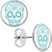 Body Candy Stainless Steel White Greenish Blue Sugar Skull Stud Earrings