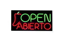 BuyDirectSign Jumbo LED ABIERTO Sign – BZ-B001 Red & Green 32x16 PVC Foamboard - Remote Control - Very Bright! 1 Year Warranty, 8 Flashing Modes