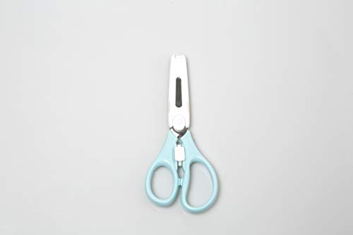 Little Angel Baby Food Scissors,Healthy Kitchen Shears,Children Safety Food Cutter,Never Rusts, with Cover (Blue)