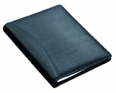 Alassio Benaco 30007-1 Ring Binder Folder DIN A5 Format, Writing Case Made of Finest Nappa Leather, Document Folder in Black, Portfolio Approx. 23 x 18 x 3 cm