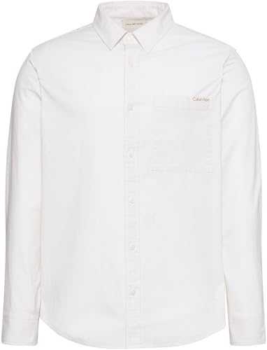 Camisa Hombre Stripe Oxford Classic con Bolsillo en el Pecho, Blanco (Chalk), M