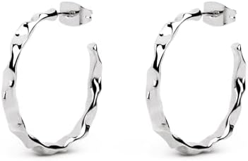 - Orecchini Cerchio Lake. Ottone con Finitura in Rodio. Chiusura a Pressione. Gioielli per Donna