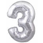 Suki Gifts S9603035 Birthday Number 3 Foil Balloon 76cm Silver