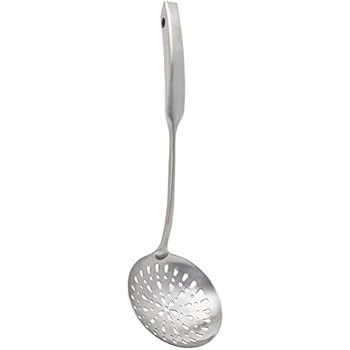 Skimmer Slotted Spoon, [Rustproof, Integral Forming, Durable] Newness 304 Stainless Steel Slotted Spoon with Vacuum Ergonomic Handle, Comfortable Grip Design Strainer Ladle for Kitchen, 14.96 Inches