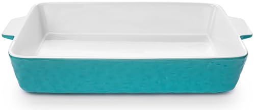 Krokori Ceramic Baking Dish, Casserole Dish for Oven, Lasagna Pan Deep, 9x13 Baking Pan with Handles, Porcelain Bakeware for Lasagna, Baking, Cooking, Kitchen, Daily Use, Wedding Gift (Aquamarine)
