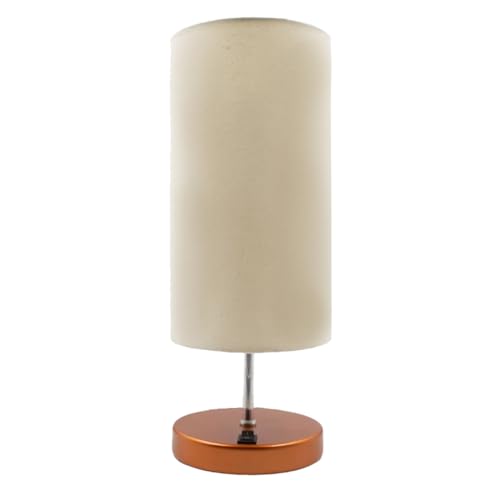 Abajur Luminária de Mesa Redonda Cobre Com Interruptor Com Cúpula Bege ref 84