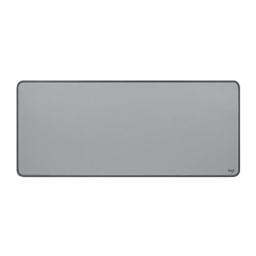 Logitech Desk Mat - Studio Series, Multifunctional Large Desk Pad, Extended Mouse Mat, Office Desk Protector with Anti-slip Base, Spill-resistant Durable Design, in Mid-Grey