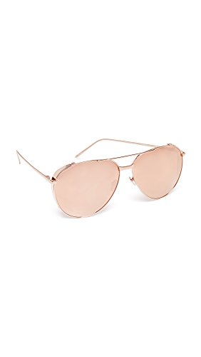 Linda Farrow Luxe Women's 18k Rose Gold Plate Mirrored Aviator Sunglasses, Rose Gold/Rose Gold, One Size