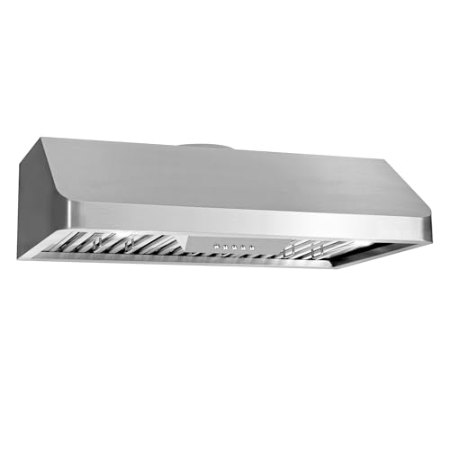 COSMO COS-QB90 36 in. Haven Collection 500 CFM Ducted Under Cabinet Range Hood, Button Control, LED Lights, Stainless Steel