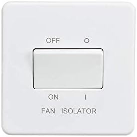Knightsbridge SF1100MW Screw Less 10A 3 Pole Fan Isolator Switch, White