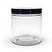 (Case of 12) Clear 16 oz PET Jar with Smooth Black Lid - BPA Free - 89/400 Closure - Foil Seal Liner - Food Safe