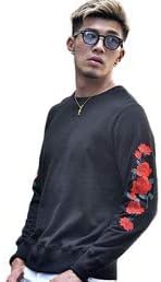 サムディフ Somediff 薔薇刺繍トレーナー メンズ ゆるい スウェット 白トレーナー Xl ブラック トレーナー パーカー 通販 Amazon