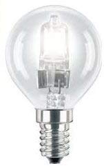 Tesco 8 x Golf Ball 42W (=55W-60W) SES E14 Eco Halogen Mini Globes Clear Round Energy Saver Light Bulbs, Small Screw, Dimmable Lamps, 625 Lumen