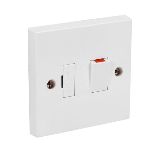 Fused Spur Side Flex 13Amps White Electrical Connection Unit - Optional Neon Indicator, Single 25/35/45mm Pattress Back Box Surface Mounted 1 Gang (Switched Fused Spur, Spur ONLY)