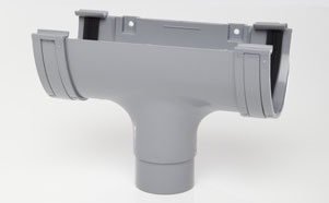 Polypipe Polyflow Deep Capacity [Grey] Running Outlet RD505 for 117mmx 75mm PVCu Half Round deepline guttering Systems