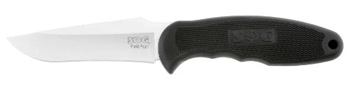 SOG Specialty Knives & Tools FP3-L Field Pup, 4-Inch Fixed Blade Knife with Leather Sheath, Satin