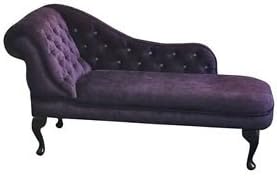 Designer Chaise Longue in Purple Chenille Fabric with Diamante Crystals