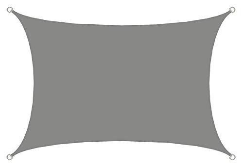 AMANKA UPF50+ UV Shade Sail - 3x4 m Polyester Rectangle - Sun Protection Tarpaulin Canopy Grey