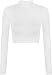 WearAll New Womens Turtle Neck Crop Ladies Long Sleeve Plain Polo Short Stretch Top White 8-10