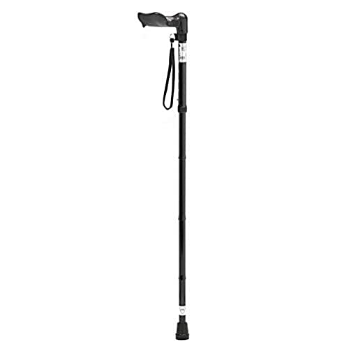 Days Comfy Grip Sticks Ergonomic Anodised Aluminium Walking Sticks for Enhanced Comfort and Support, Lightweight, Sturdy Design with Comfortable Handle Options, Folding, 825-925MM - Left Hand, Black