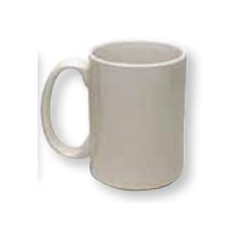 El Grande Style Large Ceramic Coffee Mug With Big Handle, White 15 oz. (Pack of 2)