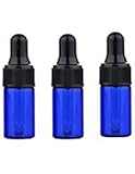 Furnido 15pcs 2ml/3ml Mini Cobalt Blue Glass Vial With Pipette Dropper Bottles Aromatherapy Essential Oil Refillable Dropper Bottles Empty Bottle With Black Caps Round Eye Dropper Glass Vials (3ml)