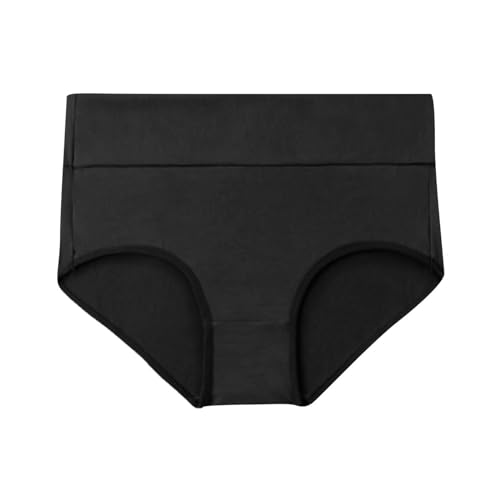 Underwear Women High Waist Cotton Knickers Ladies Panties Full Coverage Briefs boxer shorts Underpants Plus Size Multipack (UK, Alpha, XXL, Regular, Regular, Black- 5 Pack)