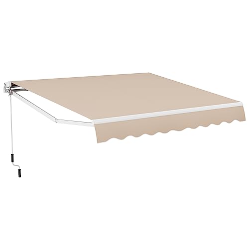 Tangkula 10 Ft x 8.2 Ft Retractable Awning, Aluminum Patio Sun Shade w/Crank Ha…