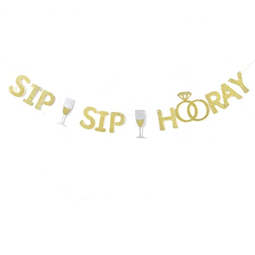 YESSWL Sip Sip Hooray Banner - Gold Glitter Bachelorette Wedding Engagement Birthday Party Decorations,bridal Shower Decoration,photo Booth Props at Amazon