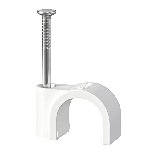 Round Cable Clips 4mm White Telephone Cable Clips - Pack of 100