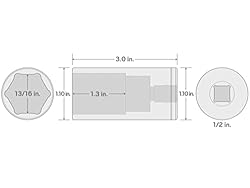 TEKTON 1/2 Inch Drive x 13/16 Inch Deep 6-Point