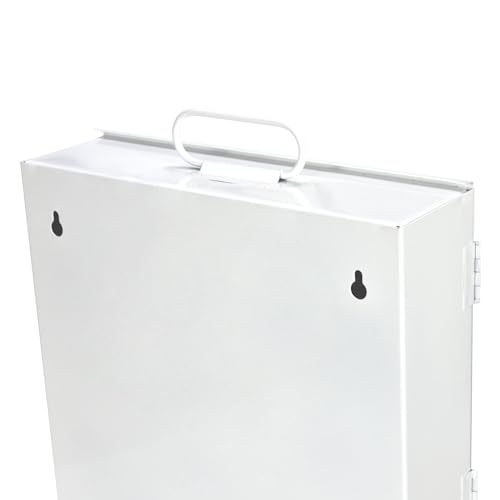 KARLEN | Botiquín de Primeros Auxilios Grande de Metal (Vacío) | Caja para Emergencias con Cerradura para Candado | Para Casa, Oficina, Negocio o Taller | Color Blanco | 34×25×7 cm