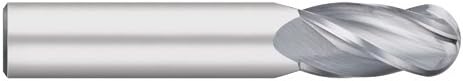 Kodiak Cutting ToolsKCT132856 USA Made Ball Nose Solid Carbide End Mill, 4 Flute, 1/8" Shank, 1/2" Length of Cut, 1-1/2" Overall Length, 1/8" Size